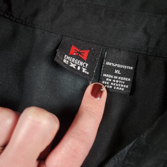 Vintage 90s EMERGENCY EXIT TRIBAL SHIRT FESTIVAL RAVE GRUNGE - Picture 5 of 5